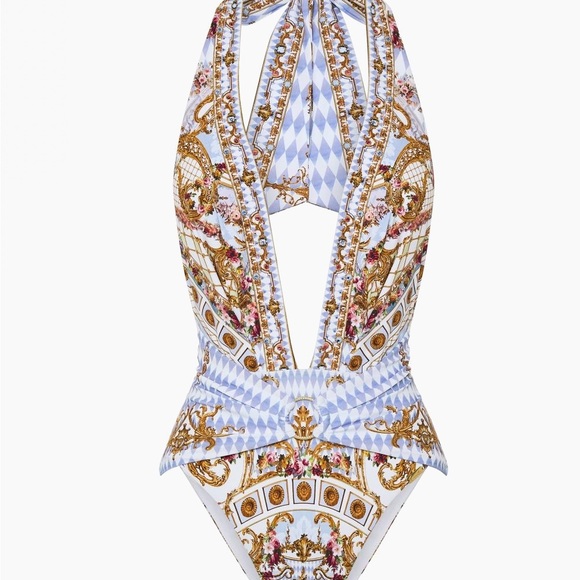 Camilla Ornate Blue and Gold One Piece Swimsuit - Picture 1 of 4